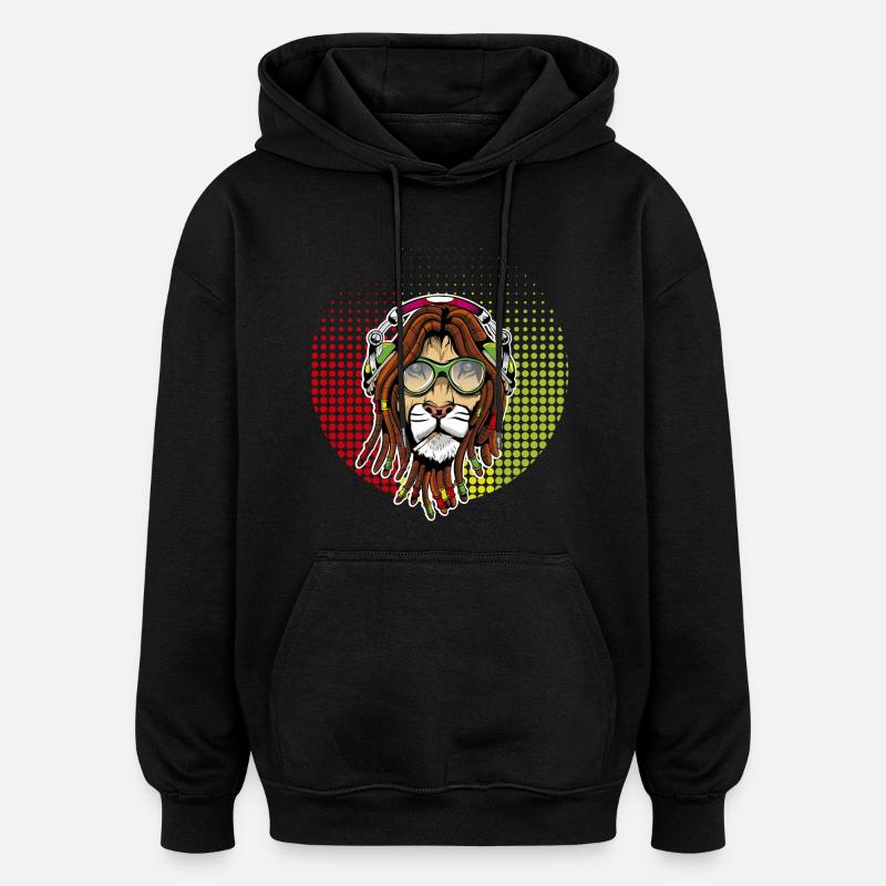 Lion rastafarien - Sweat à capuche oversize unisexe - noir