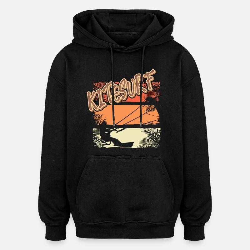 Kitesurfen Kitesurf Kitesurfer Kiteboard - Sweat à capuche oversize unisexe - noir