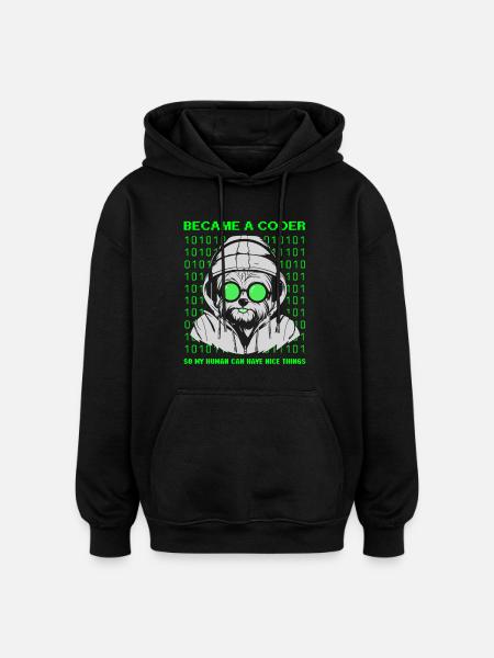 Devenu codeur – Cyber Dog Binary - Sweat à capuche oversize unisexe - noir