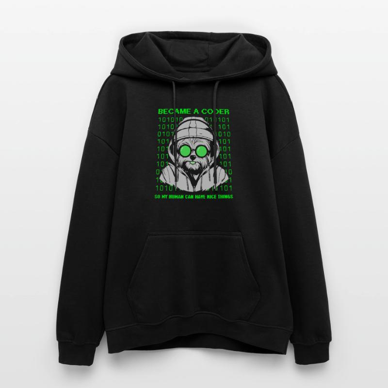 Became a Coder – Cyber Dog Binary Oversized Unisex Hoodie