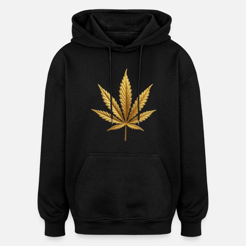 Goldenes Hanfblatt - Oversized Unisex Hoodie - Schwarz