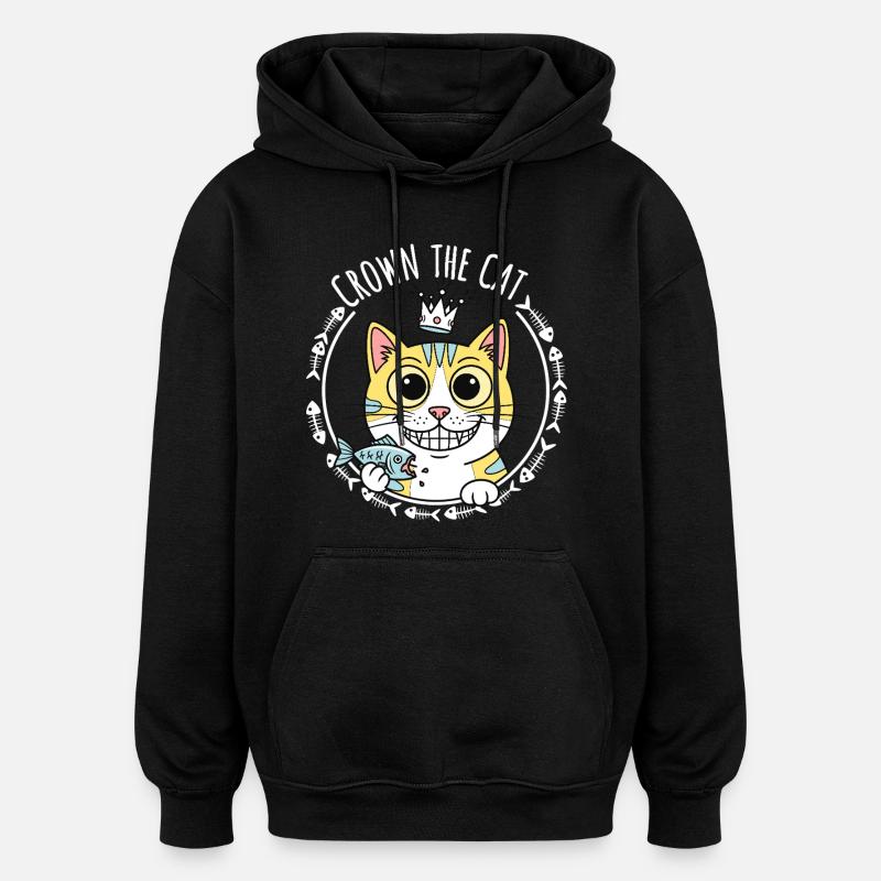 Crown le Chat : Gaton Royal - Sweat à capuche oversize unisexe - noir