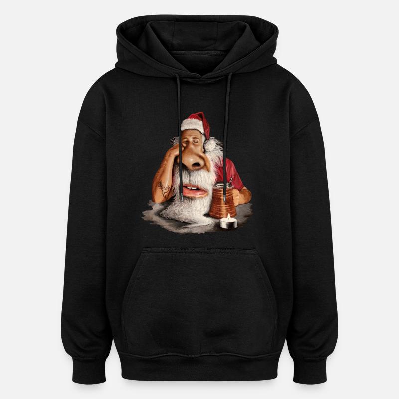 Père Noël - Sweat à capuche oversize unisexe - noir