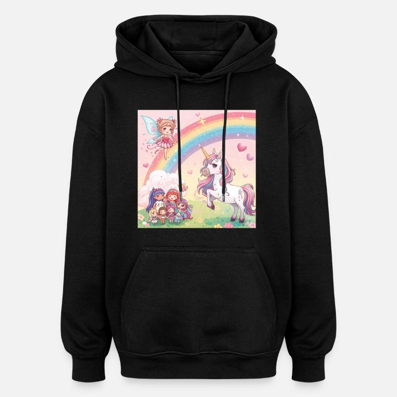Regenbogenfee und Einhorn Traum - Oversized Unisex Hoodie - Schwarz