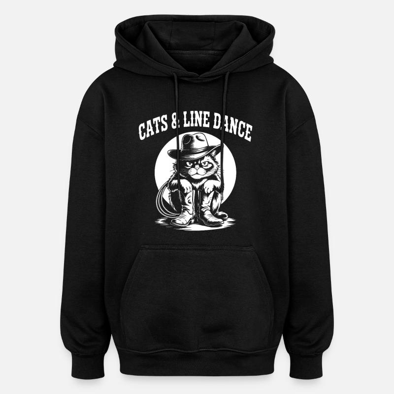 Danse en ligne Cowboy Chat - Sweat à capuche oversize unisexe - noir