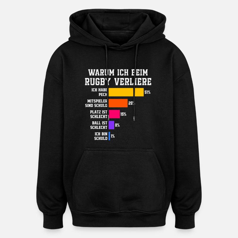 Pourquoi je perds au rugby Rugby - Sweat à capuche oversize unisexe - noir