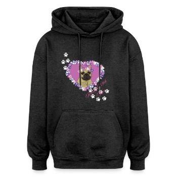 Visage de Sale Français au repos - Sweat à capuche oversize unisexe - charbon - Devant - Noah (186cm)