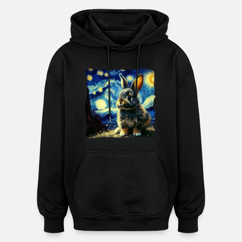 Starry sky style rabbit - Oversized Unisex Hoodie - black