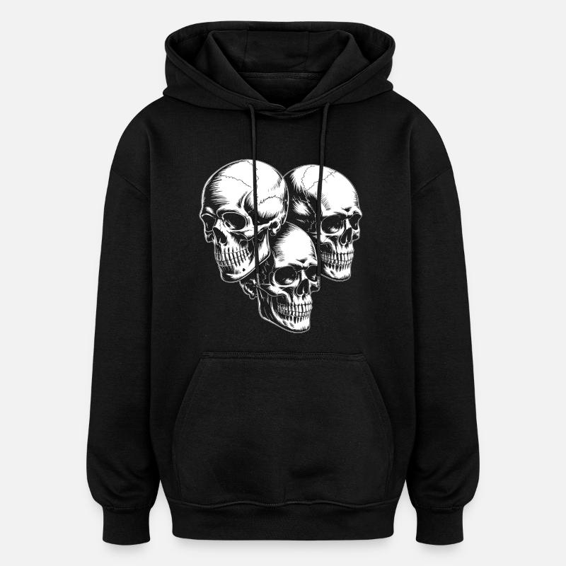 Silhouette du Triple Crâne - Sweat à capuche oversize unisexe - noir