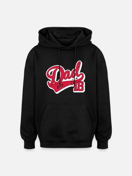 Dad est. ' 18 - Papa since 2018-pregnancy-baby - Oversized Unisex Hoodie - black