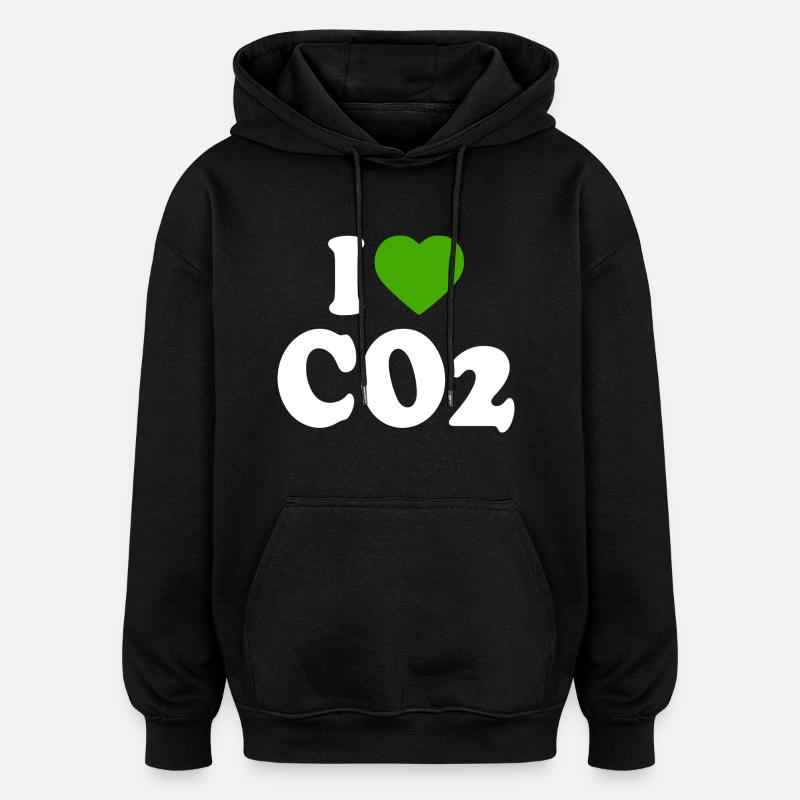 I love co2 - Sweat à capuche oversize unisexe - noir