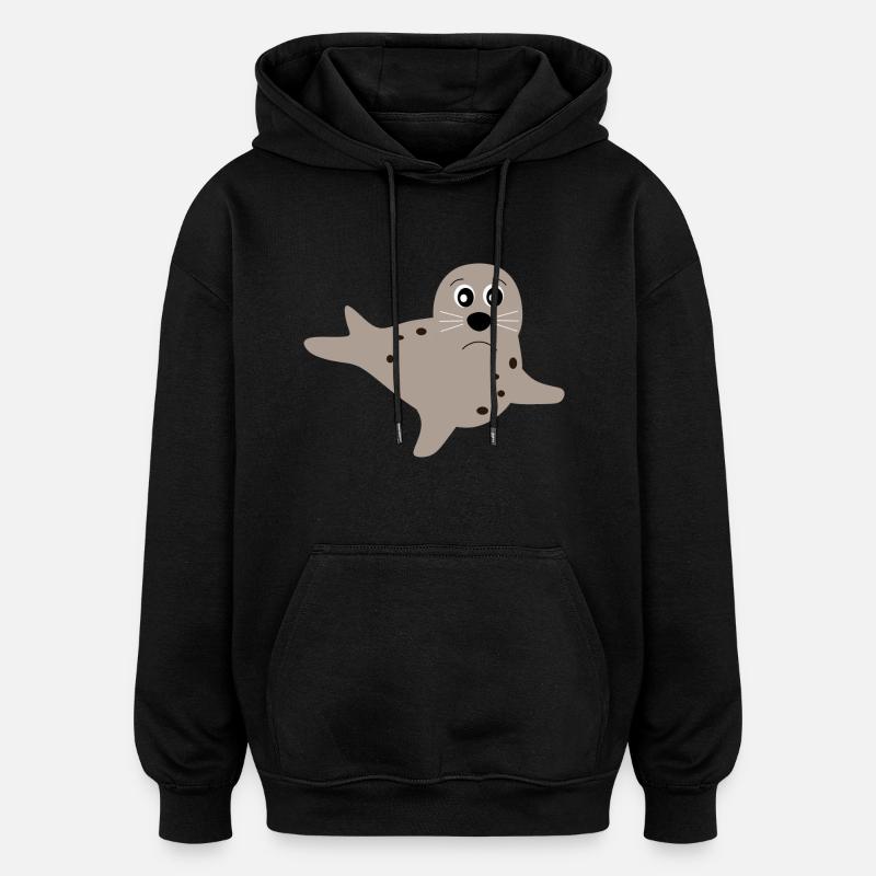 phoques phoques phoques animaux - Sweat à capuche oversize unisexe - noir