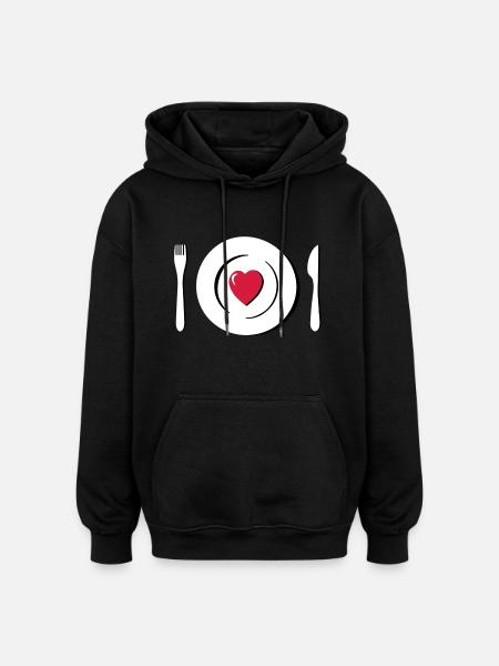 heart love eating g1 - Oversized Unisex Hoodie - black