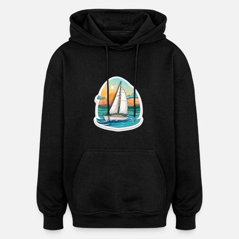 Segelboot - Illustration - Oversized Unisex Hoodie - Schwarz