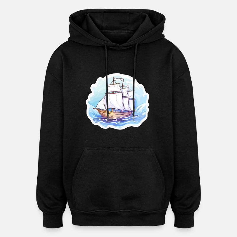 Segelboot - Illustration - Oversized Unisex Hoodie - Schwarz