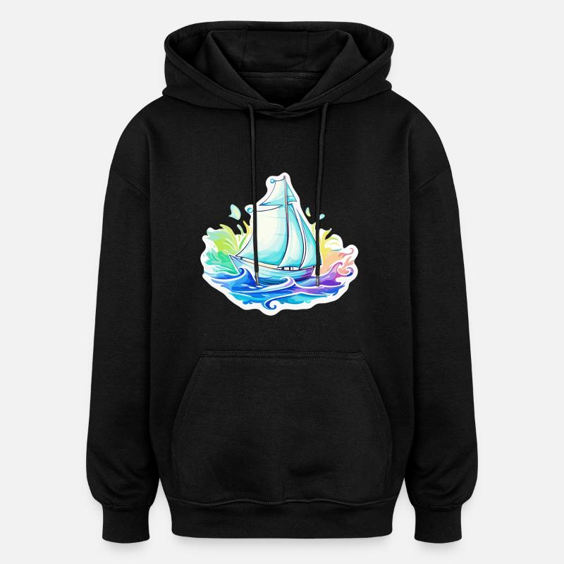 Segelboot - Illustration - Oversized Unisex Hoodie - Schwarz