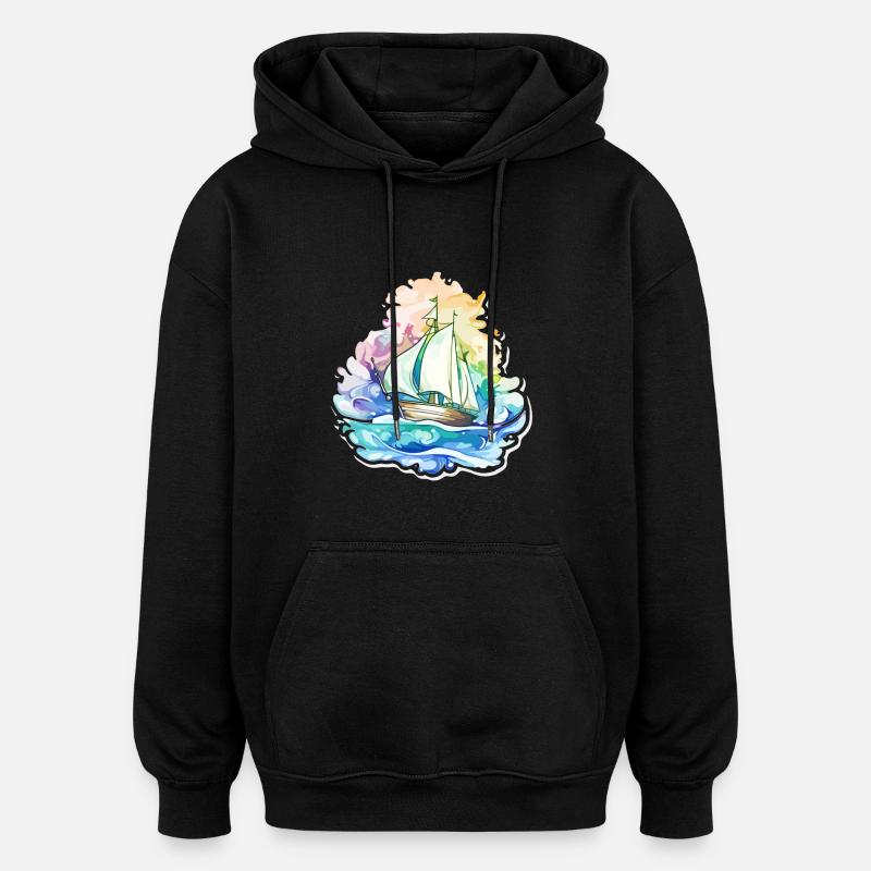 Segelboot - Illustration - Oversized Unisex Hoodie - Schwarz