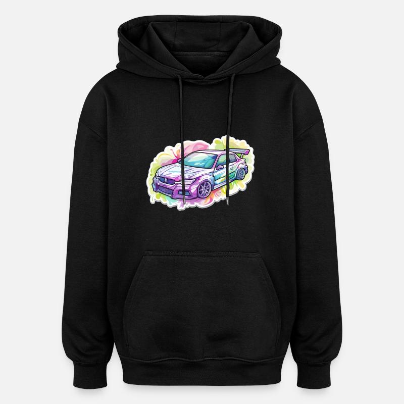 Voiture - Illustration - Sweat à capuche oversize unisexe - noir
