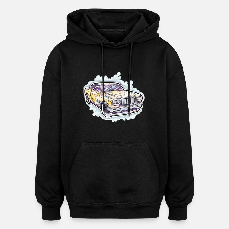 Voiture - Illustration - Sweat à capuche oversize unisexe - noir