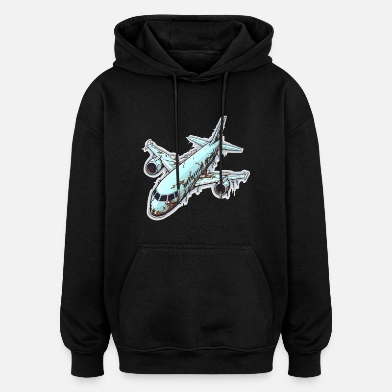 Flugzeug - Illustration - Oversized Unisex Hoodie - Schwarz