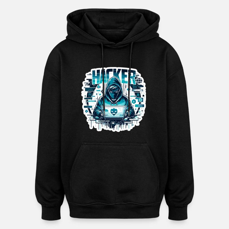 Hacker - Illustration - Sweat à capuche oversize unisexe - noir