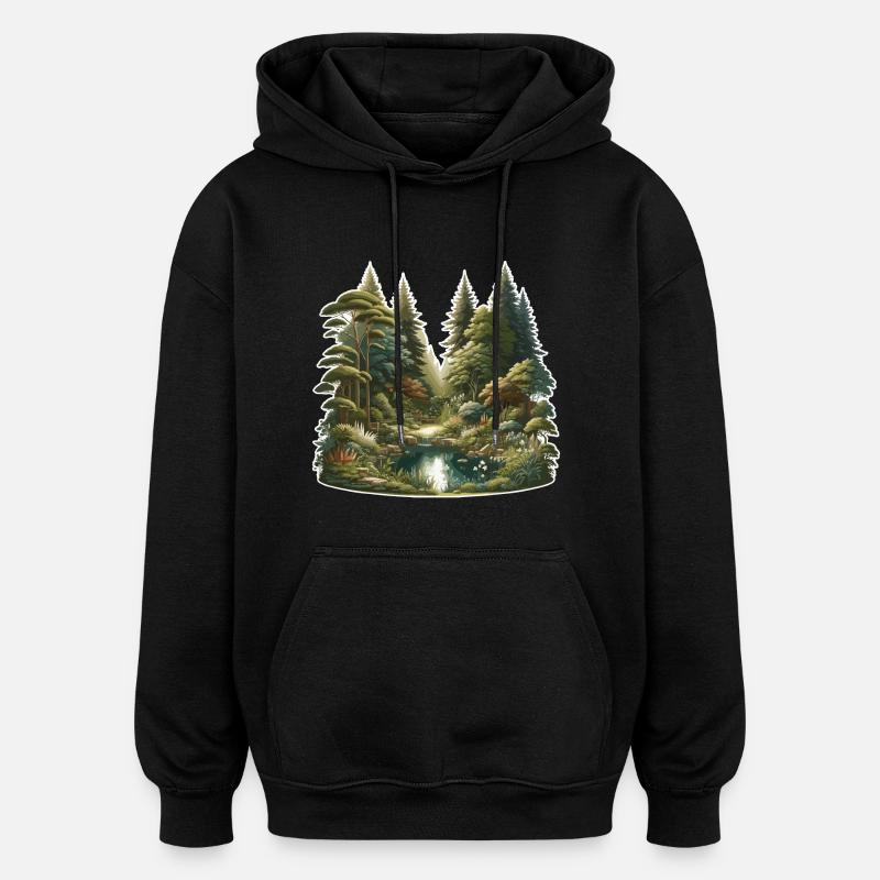 Landschaft - Illustration - Oversized Unisex Hoodie - Schwarz