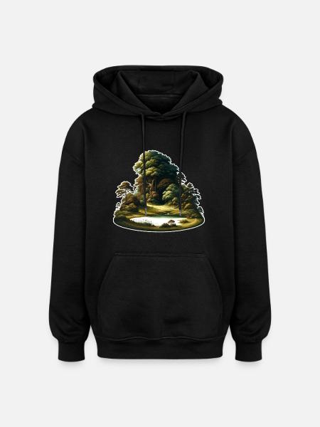 Landscape - Illustration - Oversized Unisex Hoodie - black