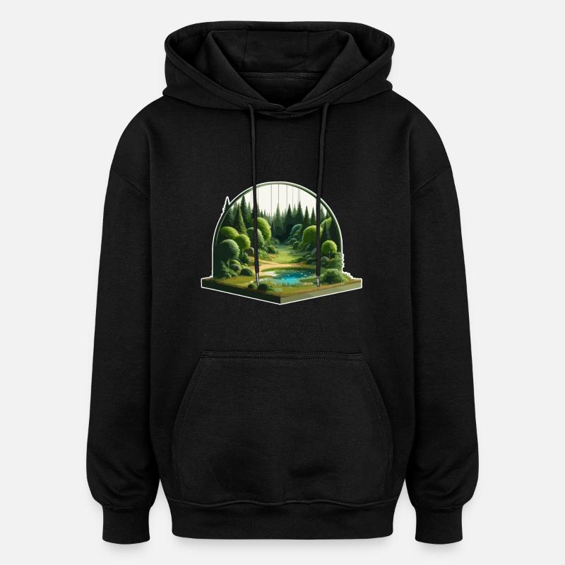 Landscape - Illustration - Oversized Unisex Hoodie - black