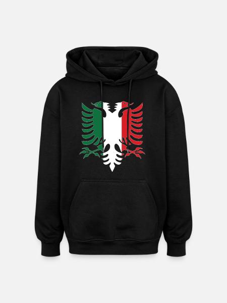 Albanie Italie Drapeau - Sweat à capuche oversize unisexe - noir