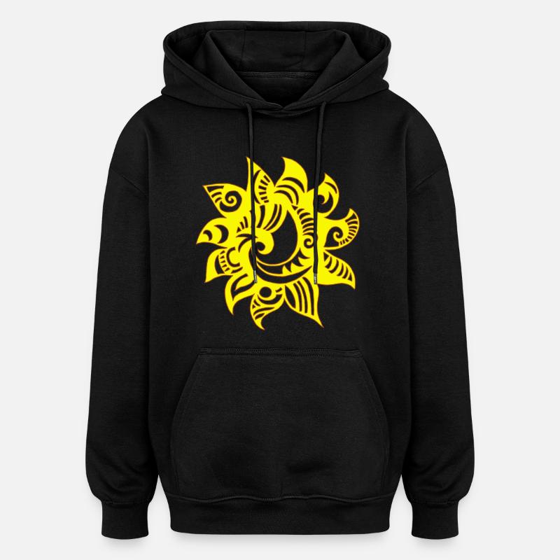 Soleil jaune étrange - Sweat à capuche oversize unisexe - noir
