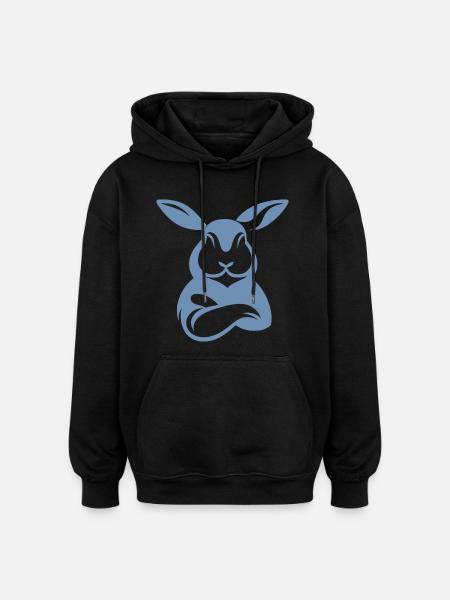 Bunny with crossed arms silhouette - Oversized Unisex Hoodie - black