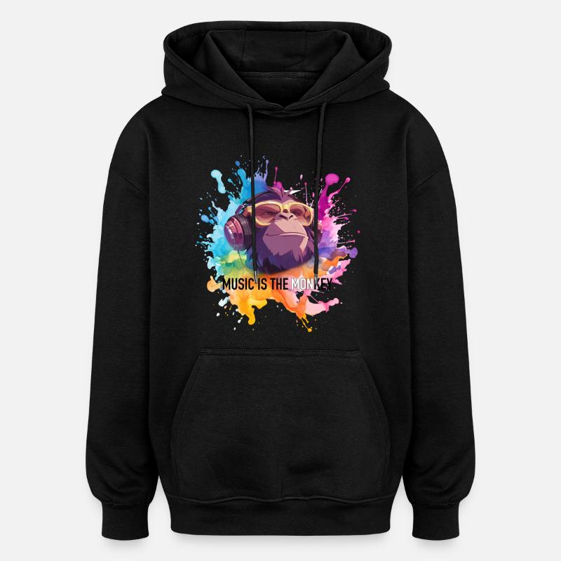Musik ist der Monkey Wortwitz - Oversized Unisex Hoodie - Schwarz