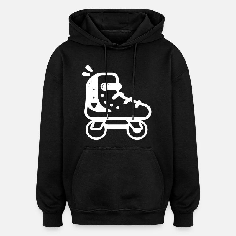 Roller Skates Cartoon Style - Oversized Unisex Hoodie - black