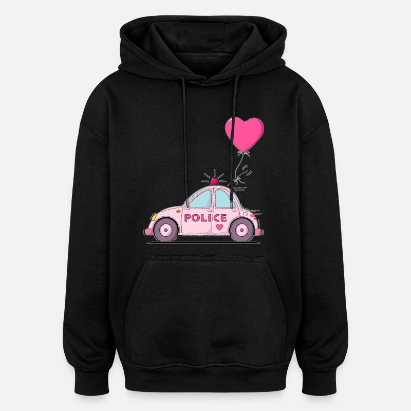 Coeur de police rose - Sweat à capuche oversize unisexe - noir