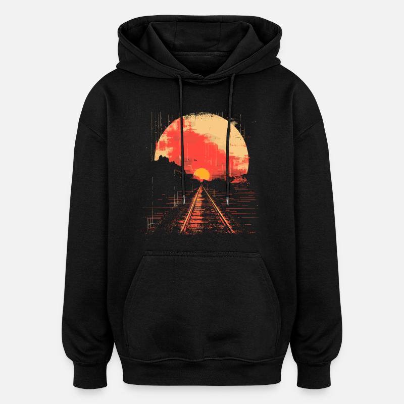 Illustration ferroviaire - Sweat à capuche oversize unisexe - noir