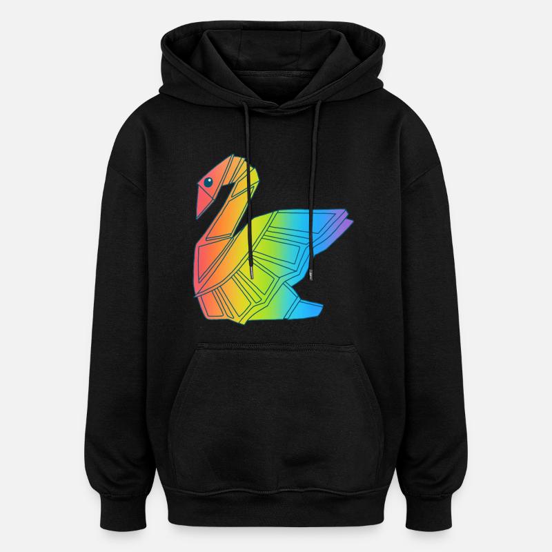 Regenbogen-Schwan - Oversized Unisex Hoodie - Schwarz