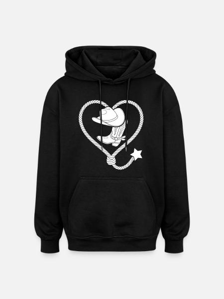 Heart Lasso Line Dance Stetson - Oversized Unisex Hoodie - black