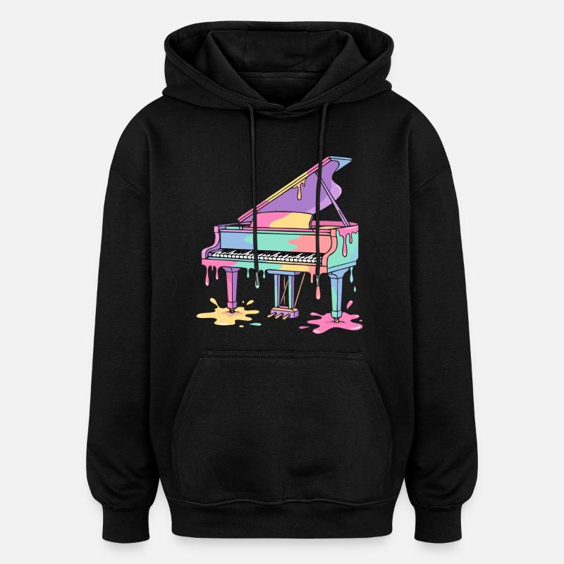 Piano - Sweat à capuche oversize unisexe - noir