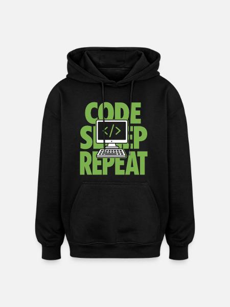 Code Sleep Repeat Programmer - Oversized Unisex Hoodie - black