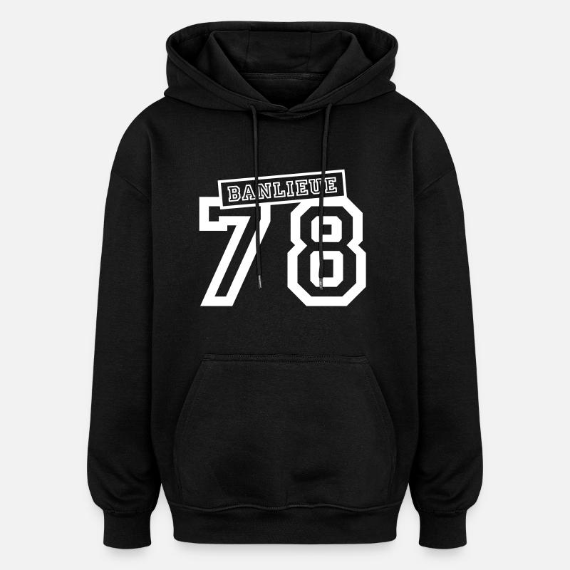 banlieue 78 - Sweat à capuche oversize unisexe - noir