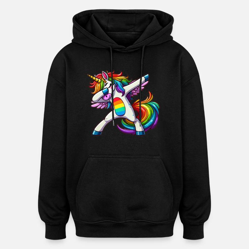 Dabbing Einhorn - Oversized Unisex Hoodie - Schwarz
