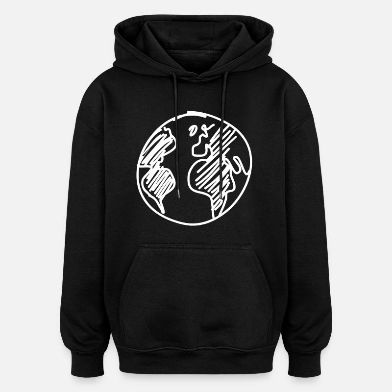 Weltkugel - Oversized Unisex Hoodie - Schwarz