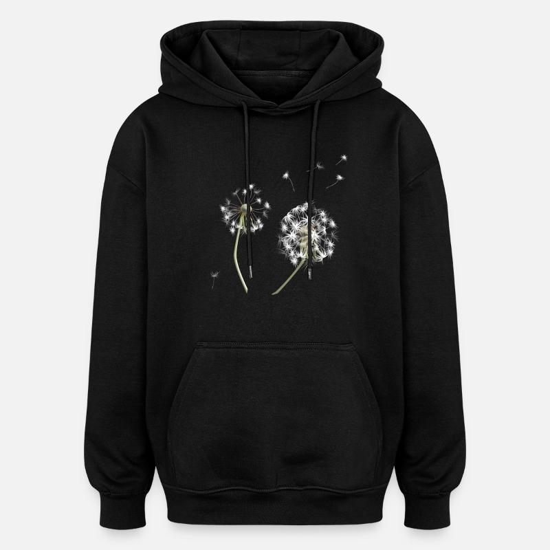 Silhouette de pissenlit blanc - Sweat à capuche oversize unisexe - noir