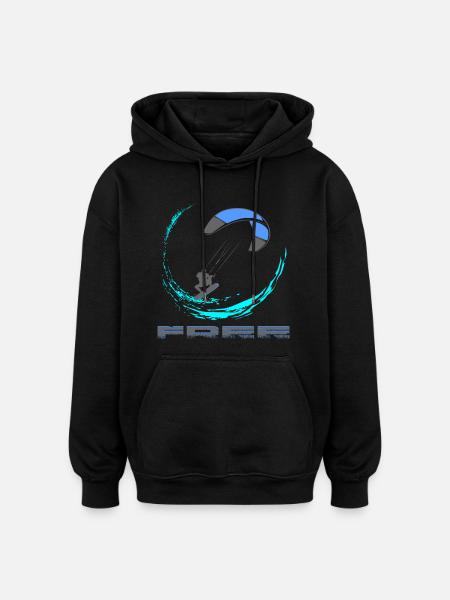 Kitesurf - Sweat à capuche oversize unisexe - noir