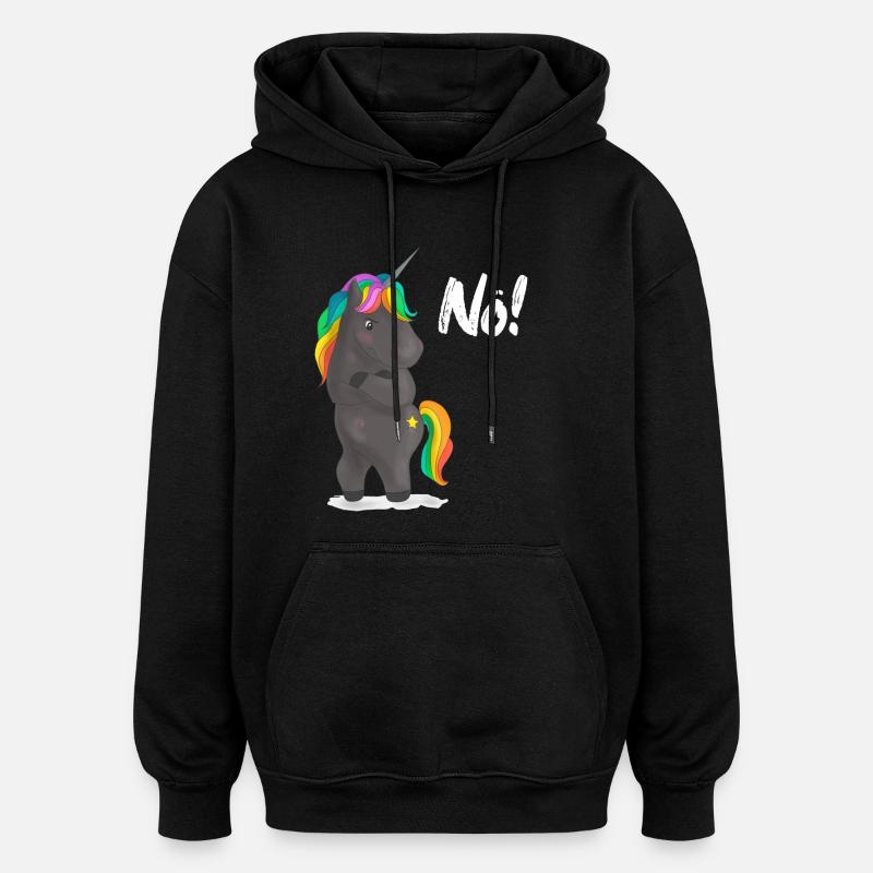 Verärgerter Regenbogen-Pony mit Witz - Oversized Unisex Hoodie - Schwarz