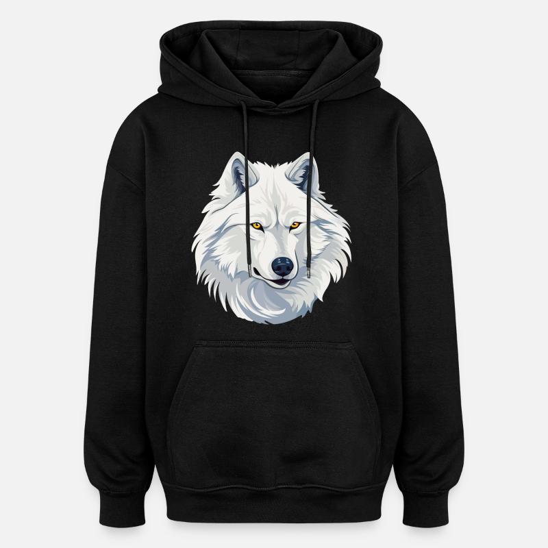 White Wolf - Oversized Unisex Hoodie - black
