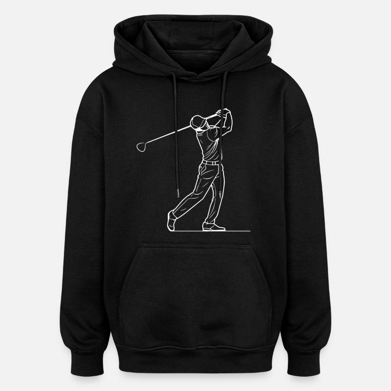 Croquis du golfeur - Sweat à capuche oversize unisexe - noir