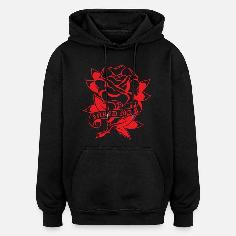 Tatouage de maman encrée Rose - Sweat à capuche oversize unisexe - noir