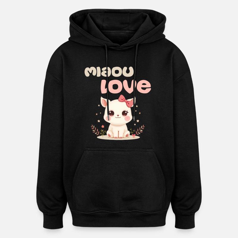 Meow Love Character von Helfspawn - Oversized Unisex Hoodie - Schwarz