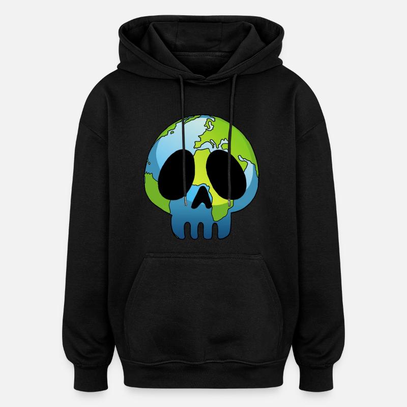 Schädel des Planeten Erde - Oversized Unisex Hoodie - Schwarz